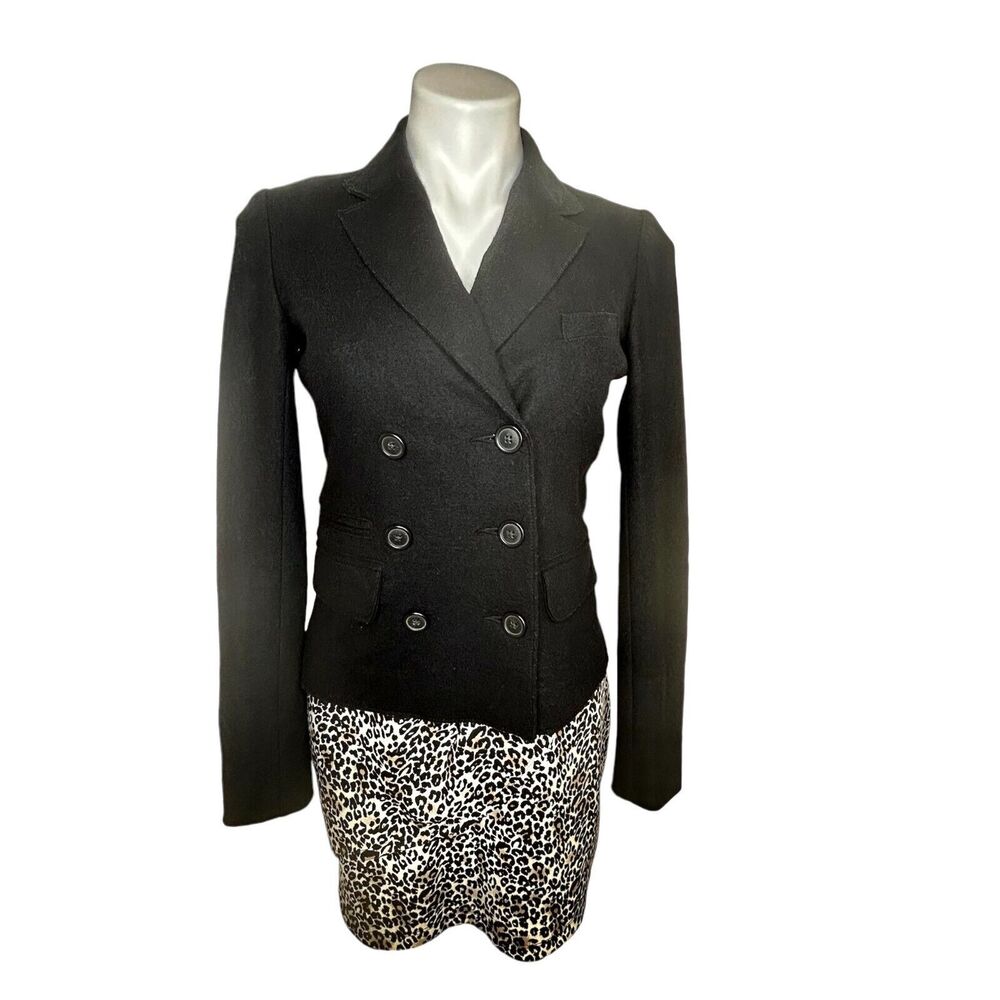 J. CREW Black Double Breasted  Wool Long‎ Sleeve Blazer Jacket 2 Classic Preppy